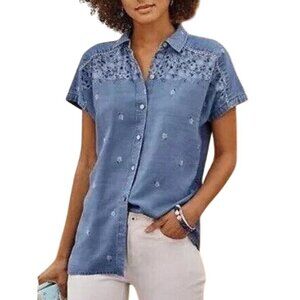 J. Jill Blue Button Down Shirt